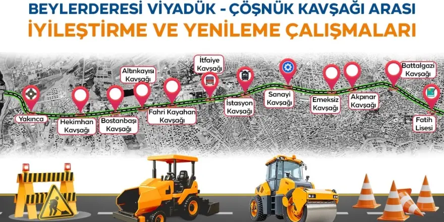 Beylerderesi İle Çöşnük Arasında Yol Yenileme Başlıyor